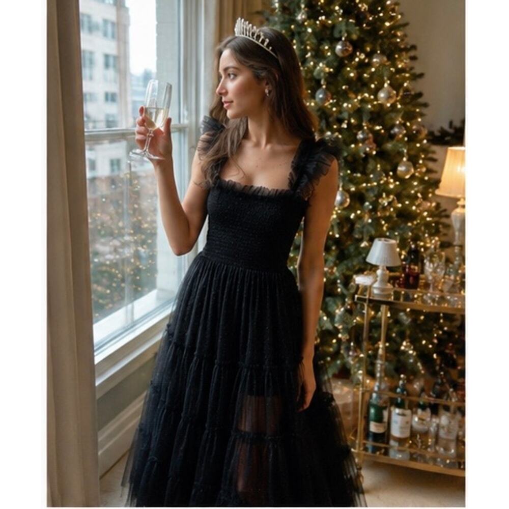 Hill House Home The Collector’s Edition Ellie Nap Dress Black Tulle Maxi Dress S - Picture 5 of 11